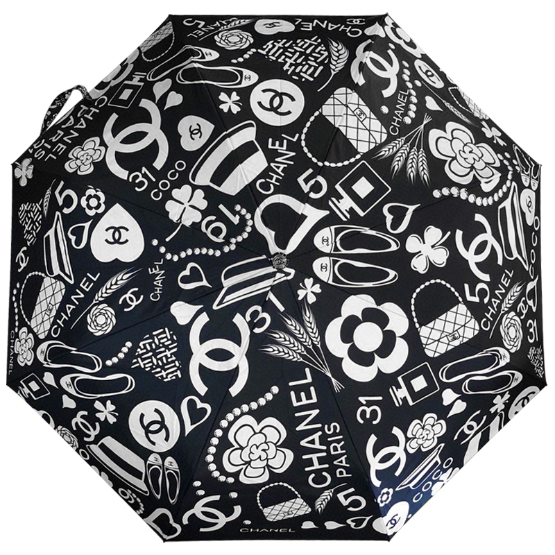 Зонт раскладной CHANEL дизайн 009 Черный цвет Черный Белый Зонт раскладной CHANEL дизайн 009 Черный цвет Черный Белый в Челябинске | Loft Concept