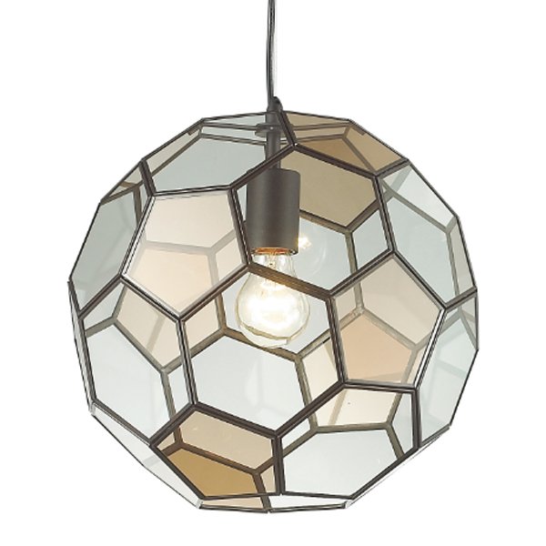 Подвесной светильник Glass & Metal Cage Pendant Globe Multi Прозрачное Стекло Янтарь (Amber) Черный в Челябинске | Loft Concept 