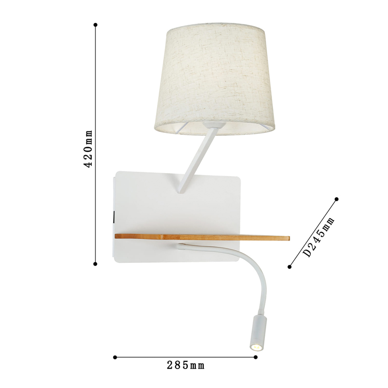 Бра с абажуром и гибким спотом Trumpet Wall White USB Бра с абажуром и гибким спотом Trumpet Wall White USB в Челябинске