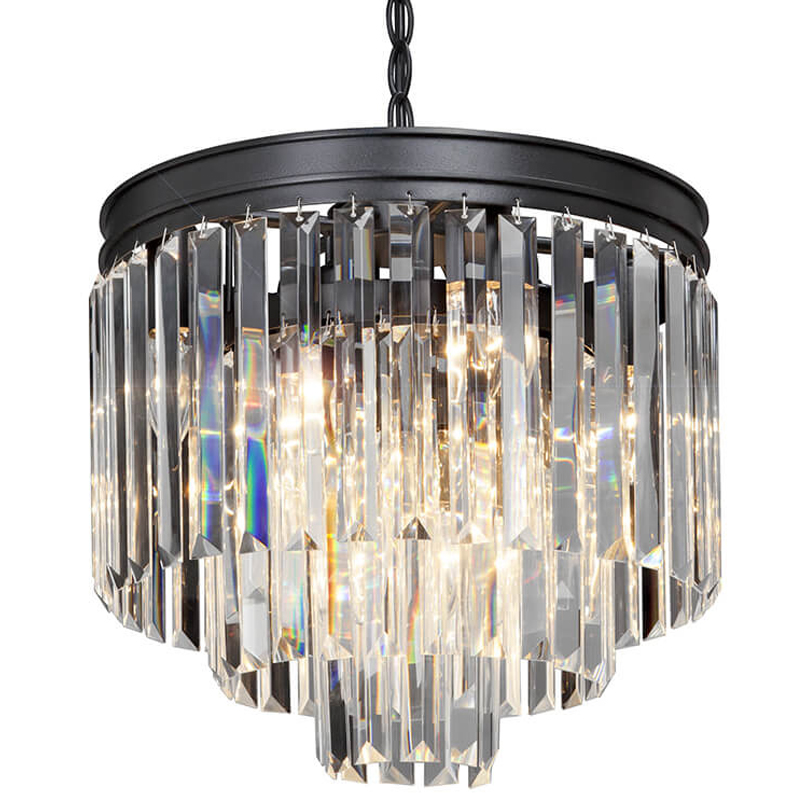 Люстра ODEON CLEAR GLASS 3-TIER Black Прозрачное стекло D 36 Черный Люстра ODEON CLEAR GLASS 3-TIER Black Прозрачное стекло D 36 Черный в Челябинске | Loft Concept
