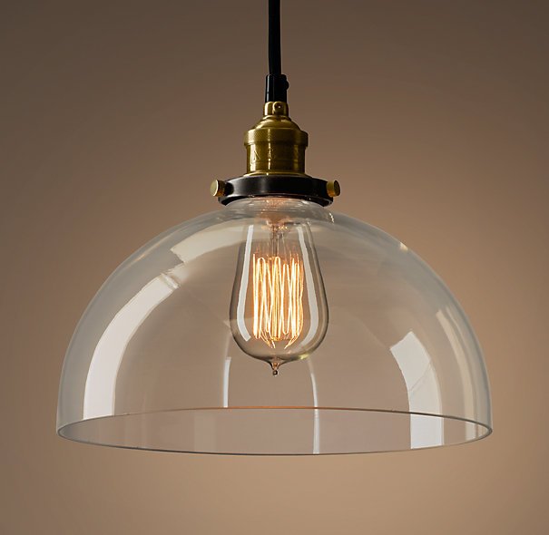 Подвесной светильник Loft Clear Glass SemiSphere Cloche Черный Подвесной светильник Loft Clear Glass SemiSphere Cloche Черный в Челябинске | Loft Concept