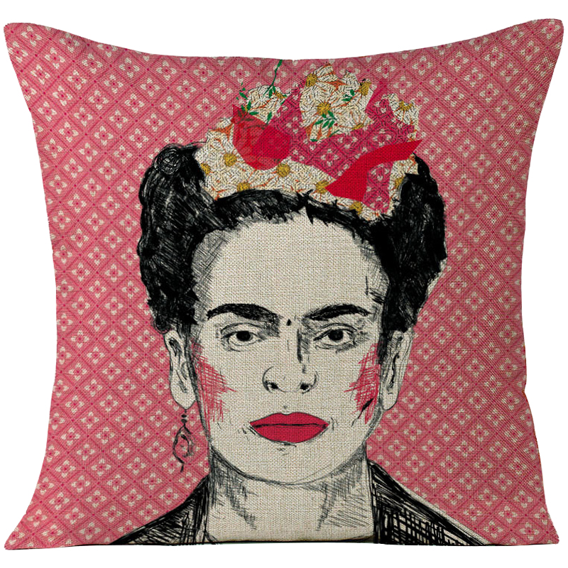 Декоративная подушка Frida Kahlo 14 Красный Бежевый Черный Розовый Декоративная подушка Frida Kahlo 14 Красный Бежевый Черный Розовый в Челябинске | Loft Concept