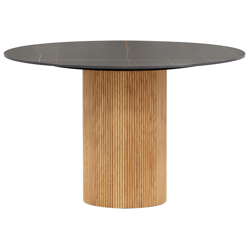 Круглый обеденный стол Malcolm Stone Dinner Table Черный Древесина Круглый обеденный стол Malcolm Stone Dinner Table Черный Древесина в Челябинске | Loft Concept