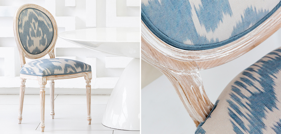 Мягкий стул со светло-голубым узором Ikat Pattern Мягкий стул со светло-голубым узором Ikat Pattern - Loft-Concept в Челябинске