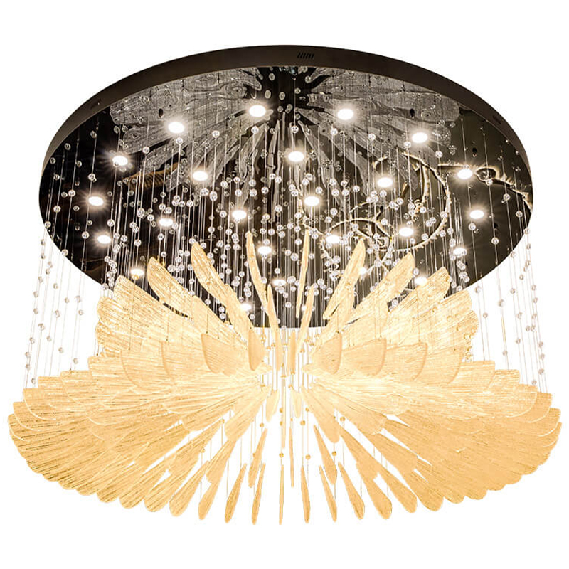 Большая круглая люстра с подвесками лепестки Gold Leaf Fall Light Chandelier Бронза Прозрачное Стекло Большая круглая люстра с подвесками лепестки Gold Leaf Fall Light Chandelier Бронза Прозрачное Стекло в Челябинске | Loft Concept