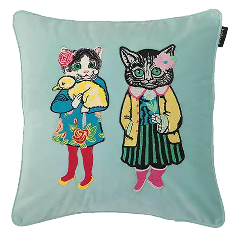 Декоративная подушка с вышивкой Стиль Gucci Two Kittens Cushion Mint Мульти Мятный Декоративная подушка с вышивкой Стиль Gucci Two Kittens Cushion Mint Мульти Мятный в Челябинске | Loft Concept