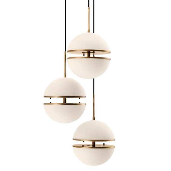 Люстра Hanging Lamp Spiridon Triple Латунь Античная полированная Белый Люстра Hanging Lamp Spiridon Triple Латунь Античная полированная Белый в Челябинске | Loft Concept