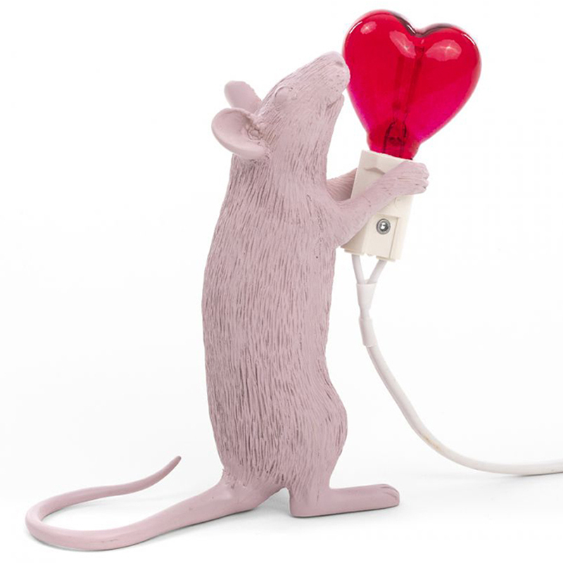 Настольная лампа Seletti Mouse Step Love USB Белый Красный Настольная лампа Seletti Mouse Step Love USB Белый Красный в Челябинске | Loft Concept