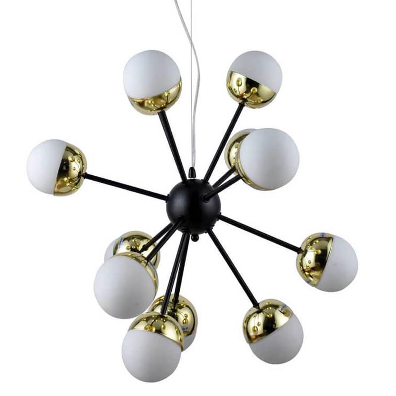 Люстра Sputnik White and Gold Globe Chandelier 12 Черный Золотой Белый Люстра Sputnik White and Gold Globe Chandelier 12 Черный Золотой Белый в Челябинске | Loft Concept