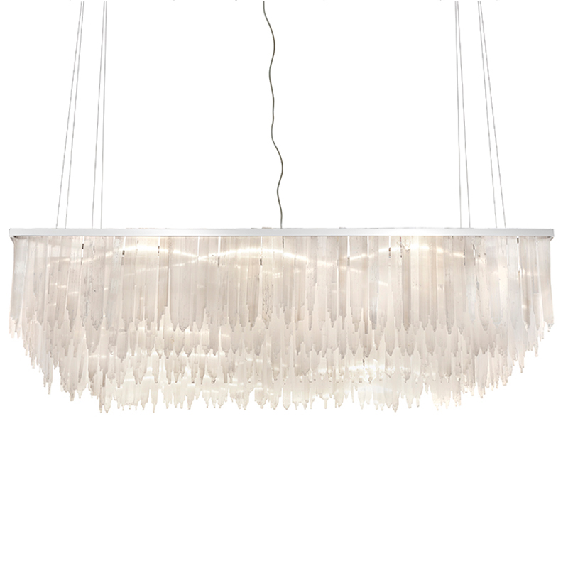 Люстра LAMP SELENITE RECT chromium 160 Прозрачный белый Хром Люстра LAMP SELENITE RECT chromium 160 Прозрачный белый Хром в Челябинске | Loft Concept