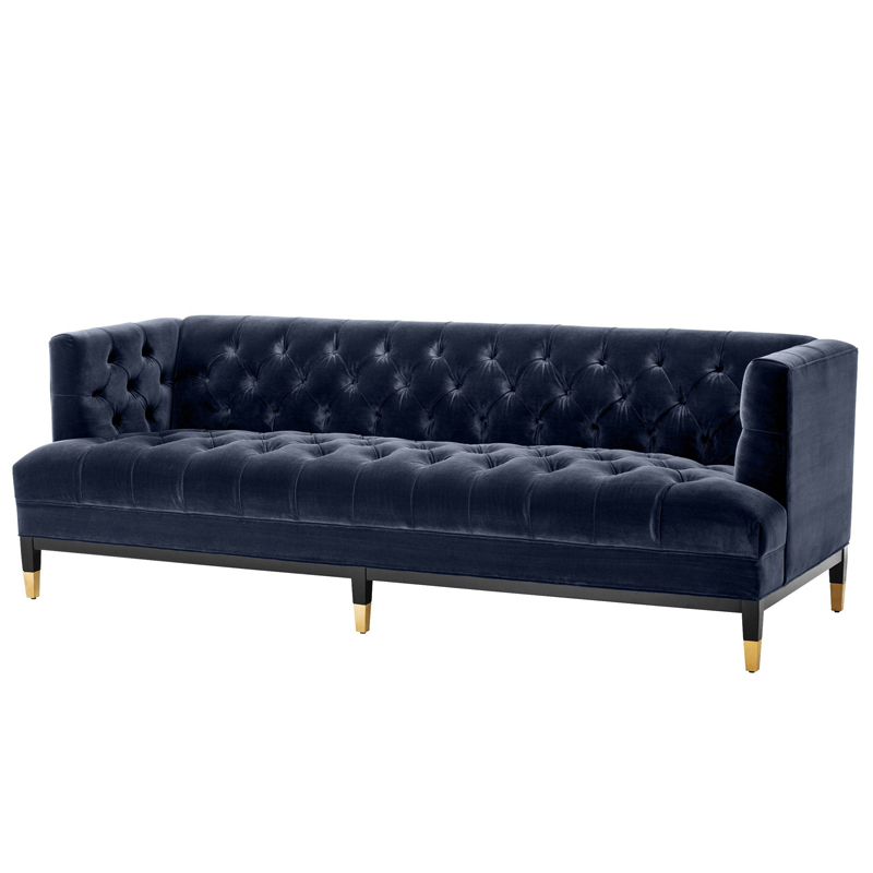 Диван Eichholtz Sofa Castelle midnight blue Темно-синий Черный Латунь Диван Eichholtz Sofa Castelle midnight blue Темно-синий Черный Латунь в Челябинске | Loft Concept