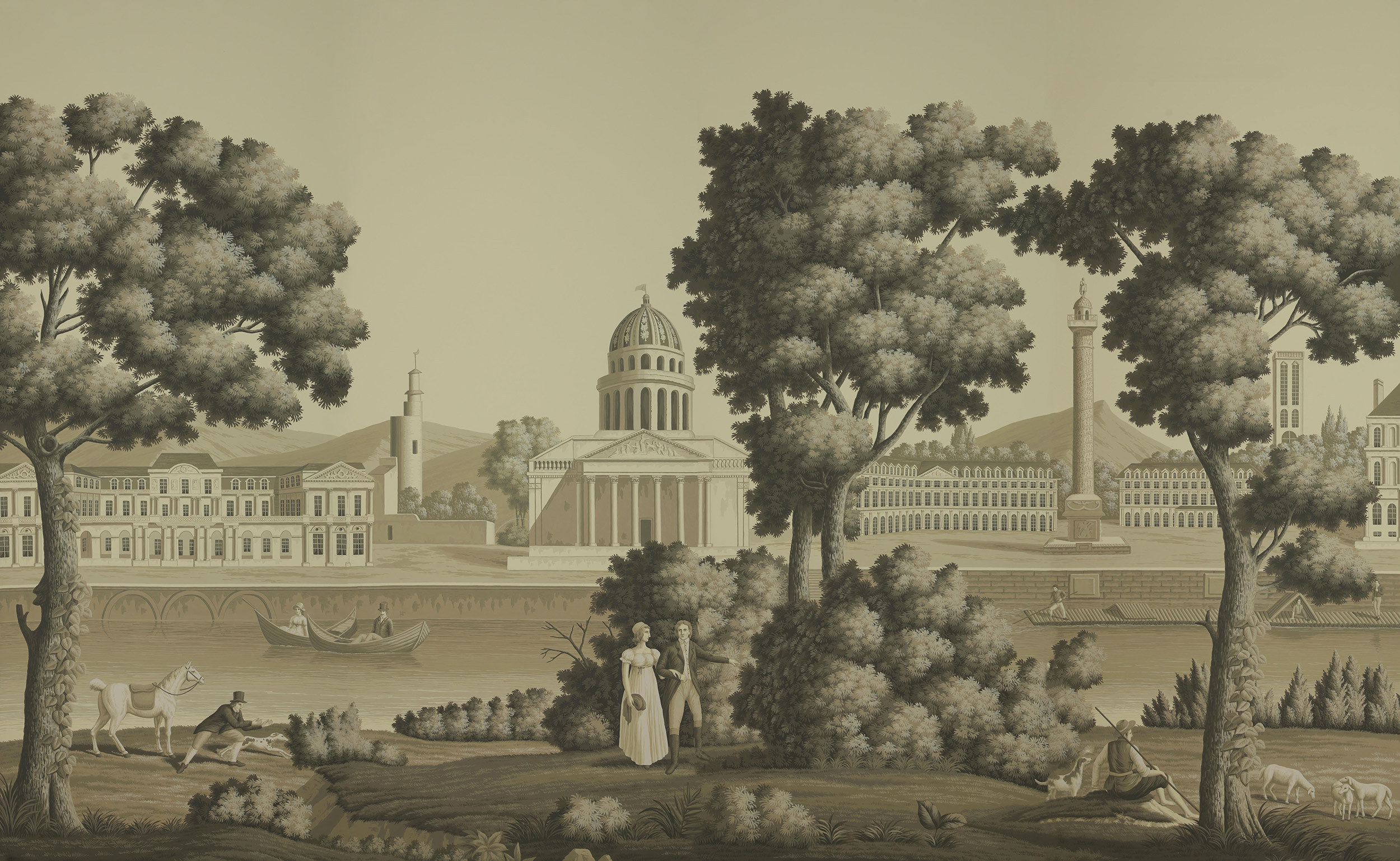 Обои ручная роспись Monuments of Paris Terre Foncée on scenic paper Обои ручная роспись Monuments of Paris Terre Foncée on scenic paper - постер Loft-Concept в Челябинске