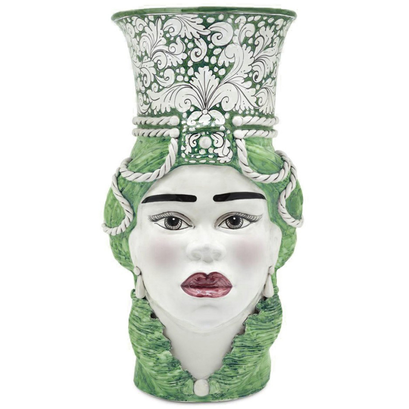 Ваза Vase Moro Lady Giant Ornate Green Зеленый Белый в Челябинске | Loft Concept 