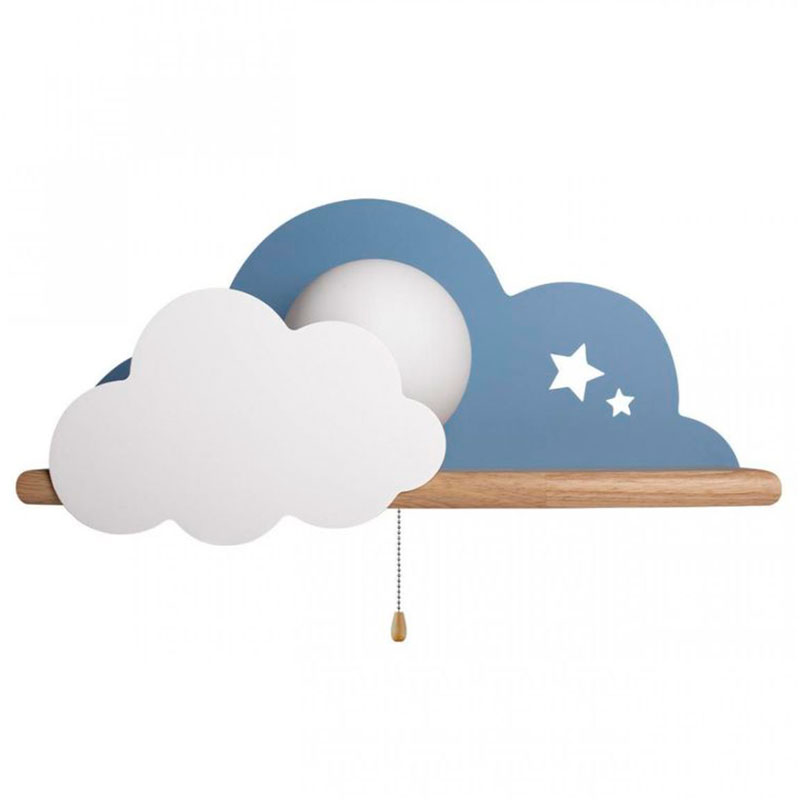 Бра с полкой голубое Облако Wall Lamp Blue Cloud Голубой Древесина Бра с полкой голубое Облако Wall Lamp Blue Cloud Голубой Древесина в Челябинске | Loft Concept
