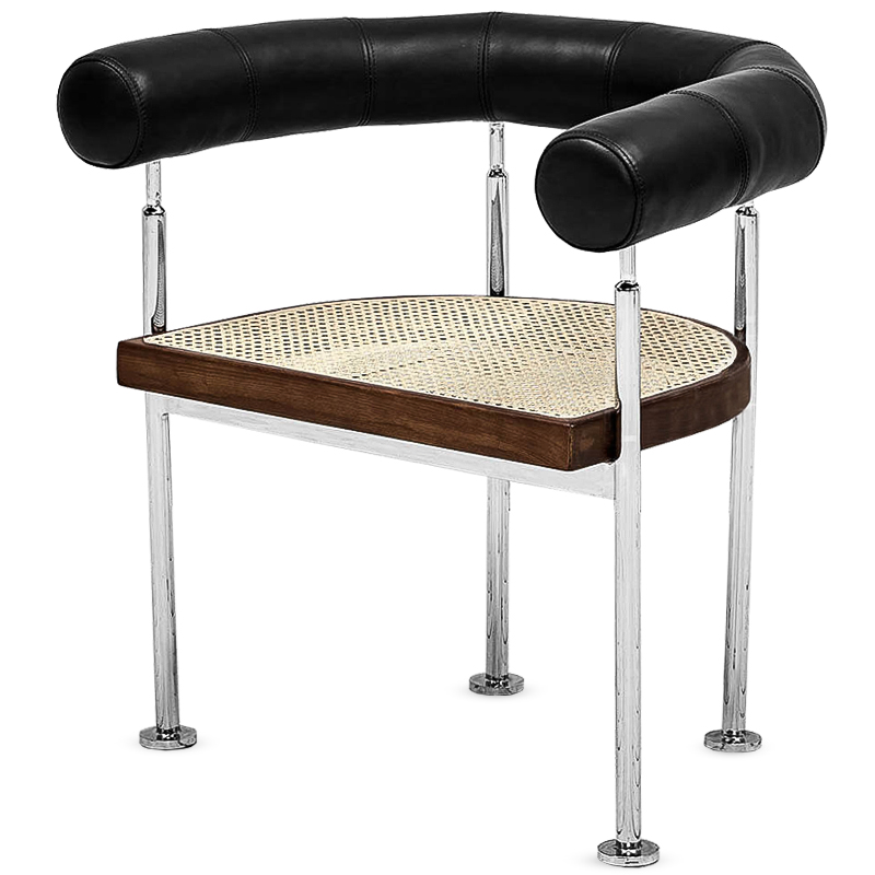 Стул Philibe Stool Черный Коричневый Хром Бежевый Стул Philibe Stool Черный Коричневый Хром Бежевый в Челябинске | Loft Concept