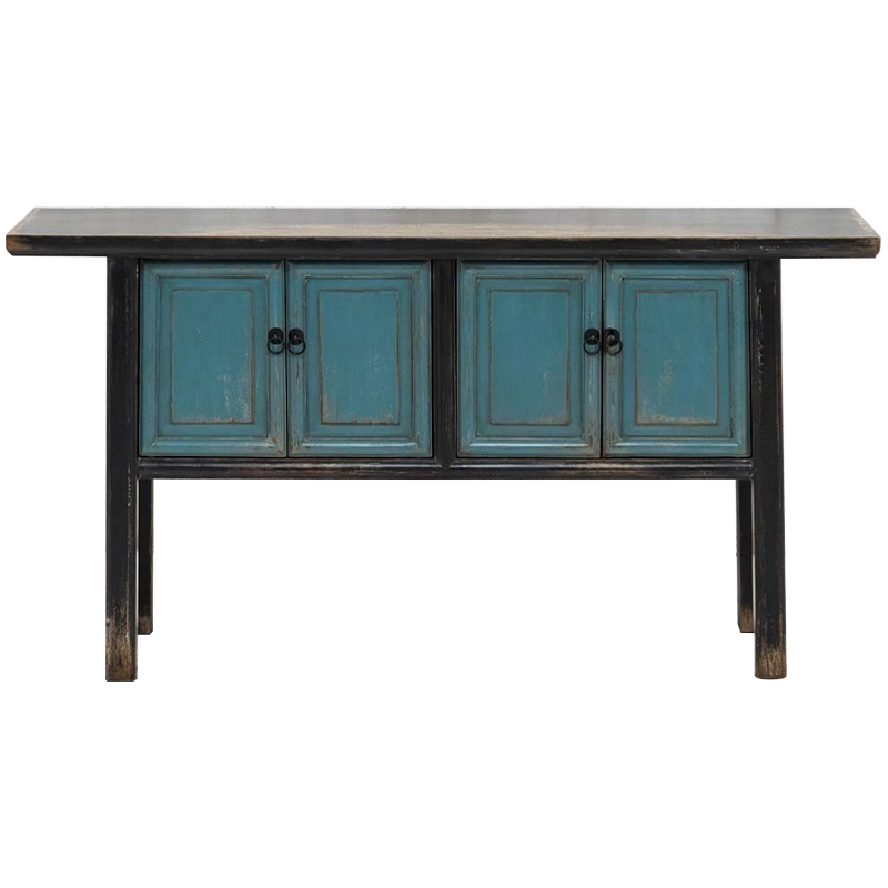 Деревянная консоль в китайском стиле с дверцами голубая Qin Console Table Blue Голубой Черный Древесина Деревянная консоль в китайском стиле с дверцами голубая Qin Console Table Blue Голубой Черный Древесина в Челябинске | Loft Concept