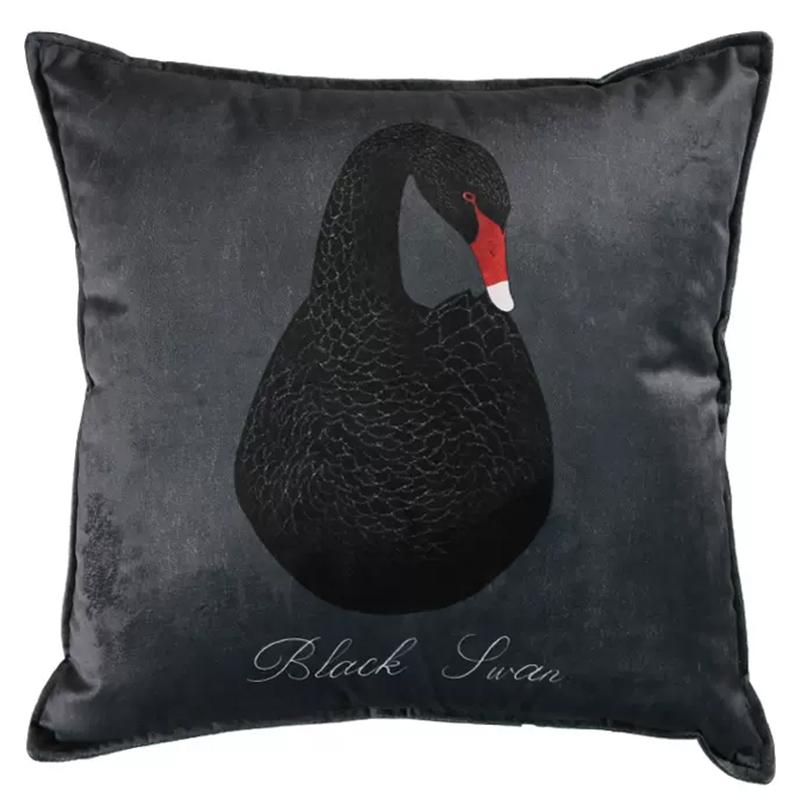 Декоративная подушка Black Swan I Cushion Черная Черный Серый Красный Декоративная подушка Black Swan I Cushion Черная Черный Серый Красный в Челябинске | Loft Concept