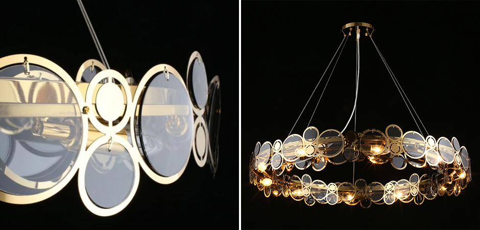 Люстра с дымчатым стеклом Golden Circles Люстра с дымчатым стеклом Golden Circles - Loft-Concept в Челябинске