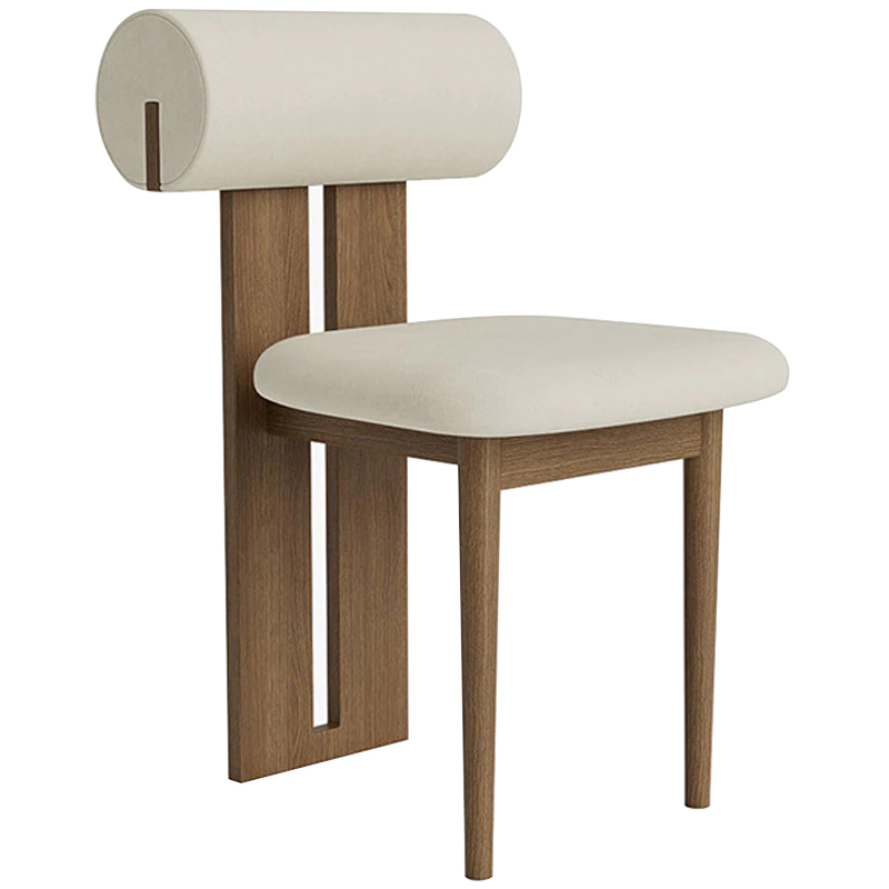 Стул Behemo Dark Wood Chair Молочный Коричневый Стул Behemo Dark Wood Chair Молочный Коричневый в Челябинске | Loft Concept