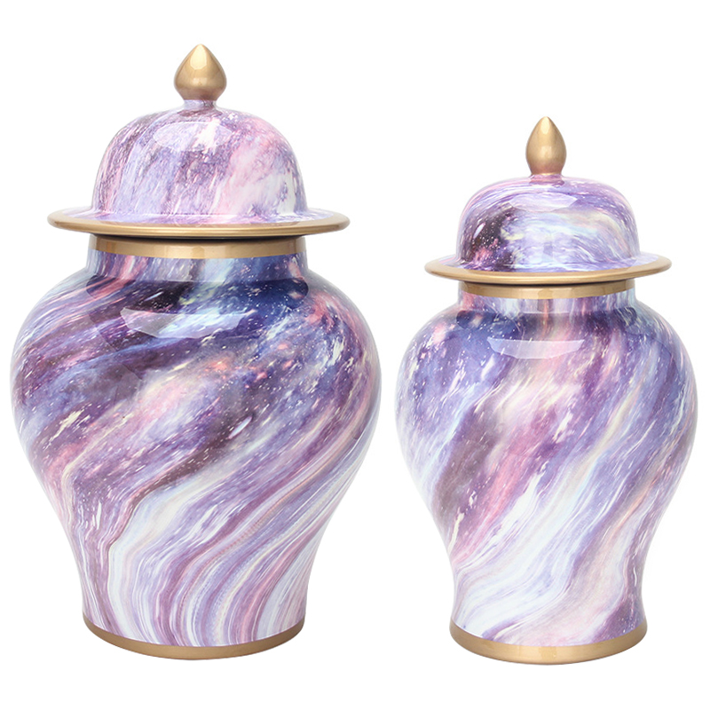 Ваза с крышкой Violet Colored Rainbow Vase Золотой Фиолетовый Ваза с крышкой Violet Colored Rainbow Vase Золотой Фиолетовый в Челябинске | Loft Concept