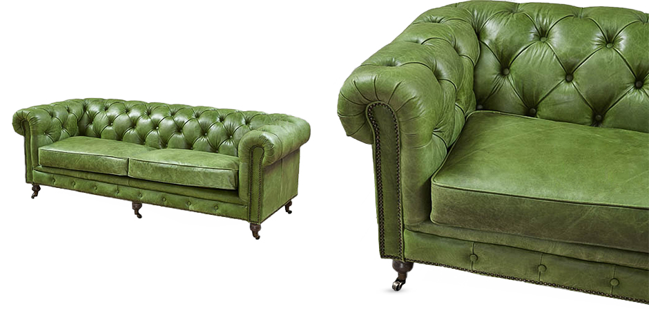 Диван Chesterfield leather Sofa green Диван Chesterfield leather Sofa green - Loft-Concept в Челябинске