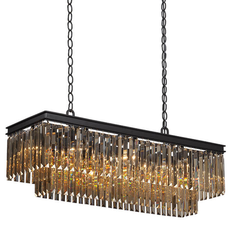 Люстра Odeon Amber Glass Rectangular Chandelier Black iron Янтарное стекло длина 100 Черный матовый Люстра Odeon Amber Glass Rectangular Chandelier Black iron Янтарное стекло длина 100 Черный матовый в Челябинске | Loft Concept