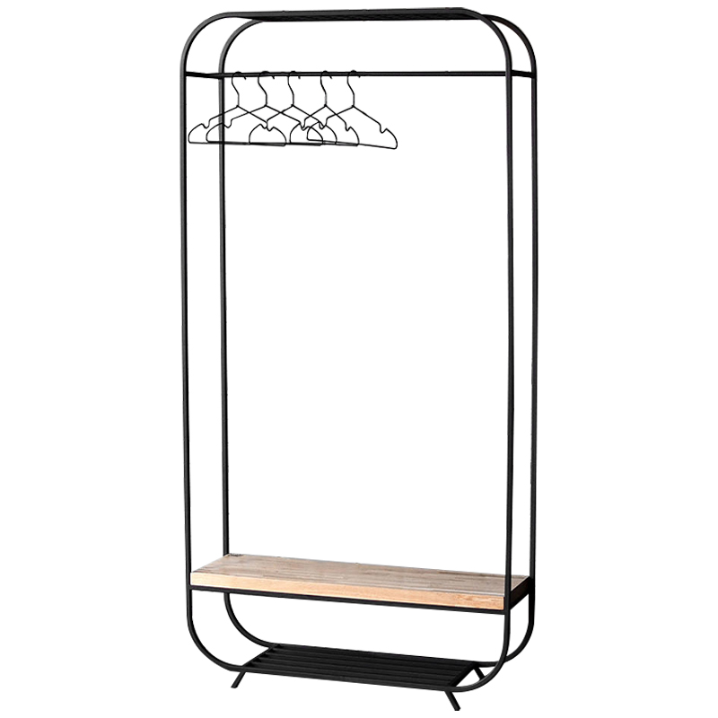 Рейл Tevin Industrial Metal Rust Clothes Rail Черный Светлый дуб Рейл Tevin Industrial Metal Rust Clothes Rail Черный Светлый дуб в Челябинске | Loft Concept