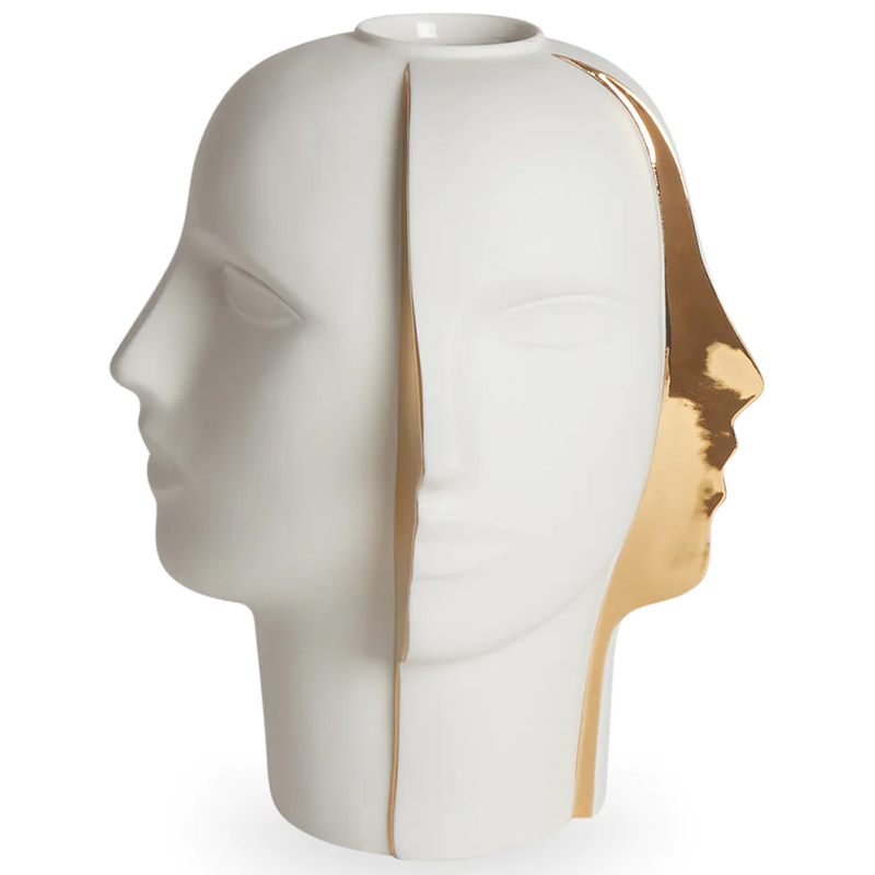 Ваза Jonathan Adler ATLAS SPLIT VASE Белый Глянцевое золото Ваза Jonathan Adler ATLAS SPLIT VASE Белый Глянцевое золото в Челябинске | Loft Concept