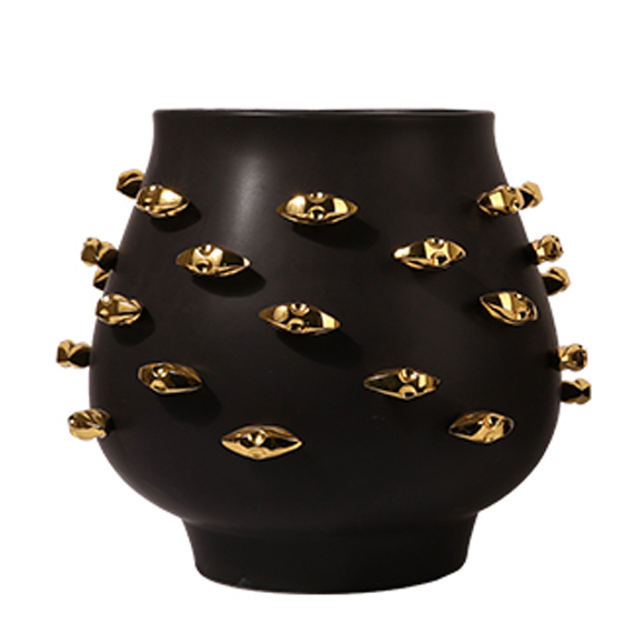 Ваза KISS Vase Black Черный Золотой в Челябинске | Loft Concept 