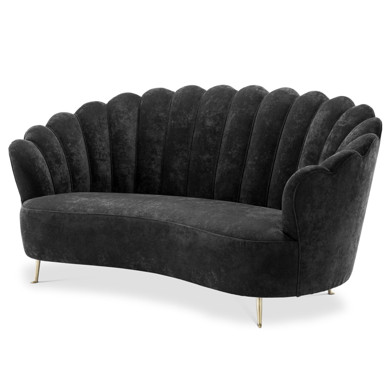 Диван Eichholtz Sofa Messina Black Черный Латунь Диван Eichholtz Sofa Messina Black Черный Латунь в Челябинске | Loft Concept