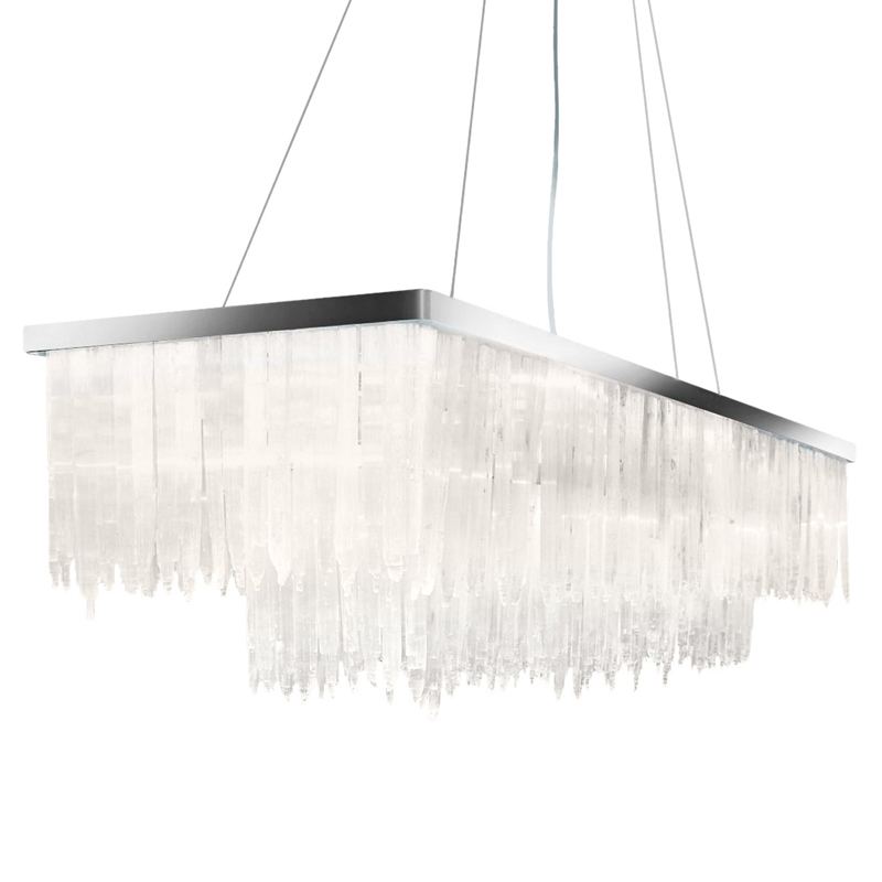 Люстра LAMP SELENITE RECT chromium 130 Прозрачный белый Хром Люстра LAMP SELENITE RECT chromium 130 Прозрачный белый Хром в Челябинске | Loft Concept