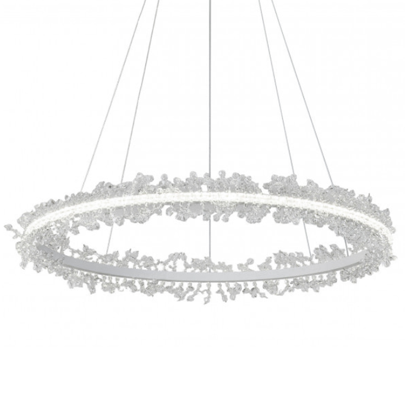 Crystal round chandelier Светильник Белое Кольцо из Хрусталя Прозрачный Латунь Crystal round chandelier Светильник Белое Кольцо из Хрусталя Прозрачный Латунь в Челябинске | Loft Concept