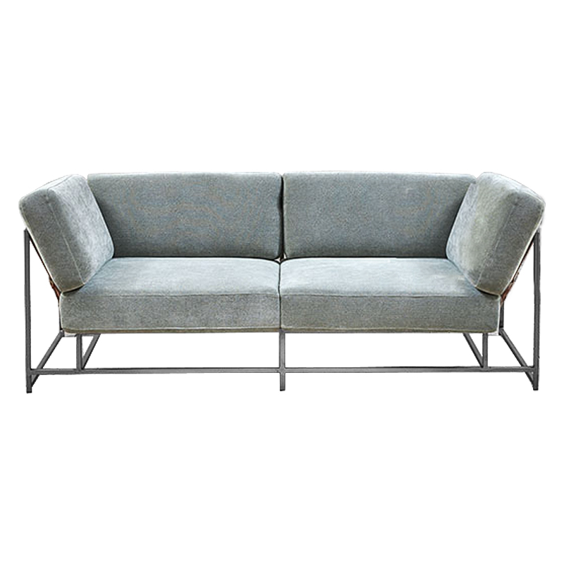 Двухместный диван Two Seat Sofa серо-голубой велюр Серо-голубой Серый Двухместный диван Two Seat Sofa серо-голубой велюр Серо-голубой Серый в Челябинске | Loft Concept