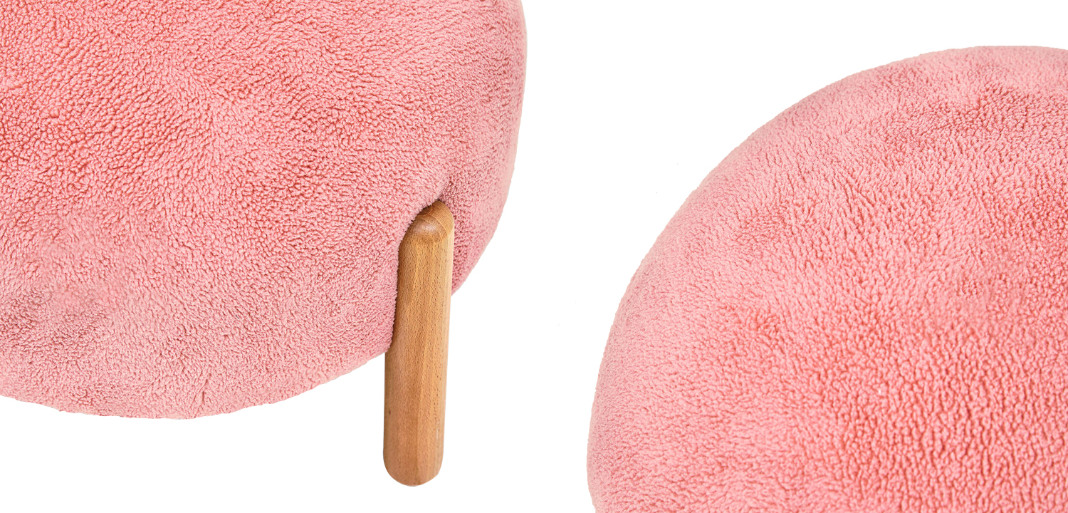 Пуф круглый на деревянных ножках Ralfie Pouf Pink - фото
