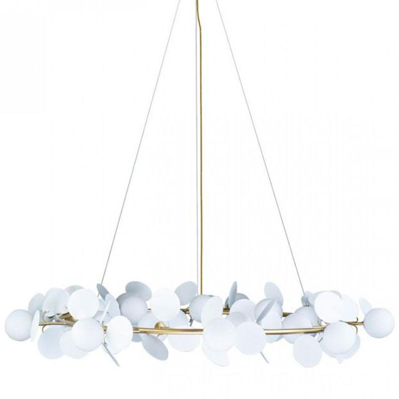 Люстра MATISSE Chandelier White диаметр 130 Белый Золотой Люстра MATISSE Chandelier White диаметр 130 Белый Золотой в Челябинске | Loft Concept