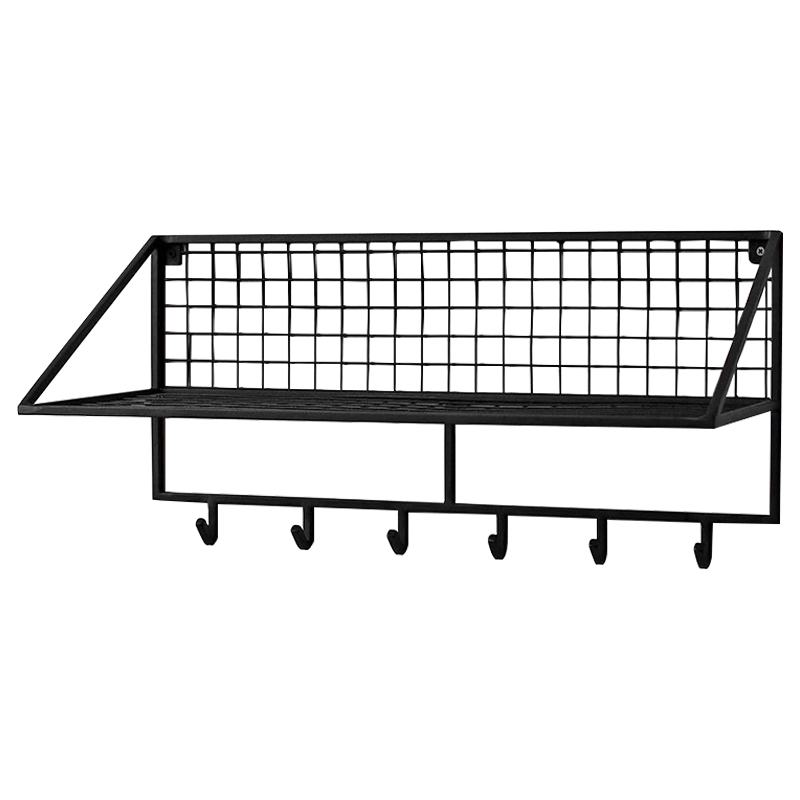 Вешалка с полкой Rhian Industrial Metal Rust Shelf Black Черный Вешалка с полкой Rhian Industrial Metal Rust Shelf Black Черный в Челябинске | Loft Concept
