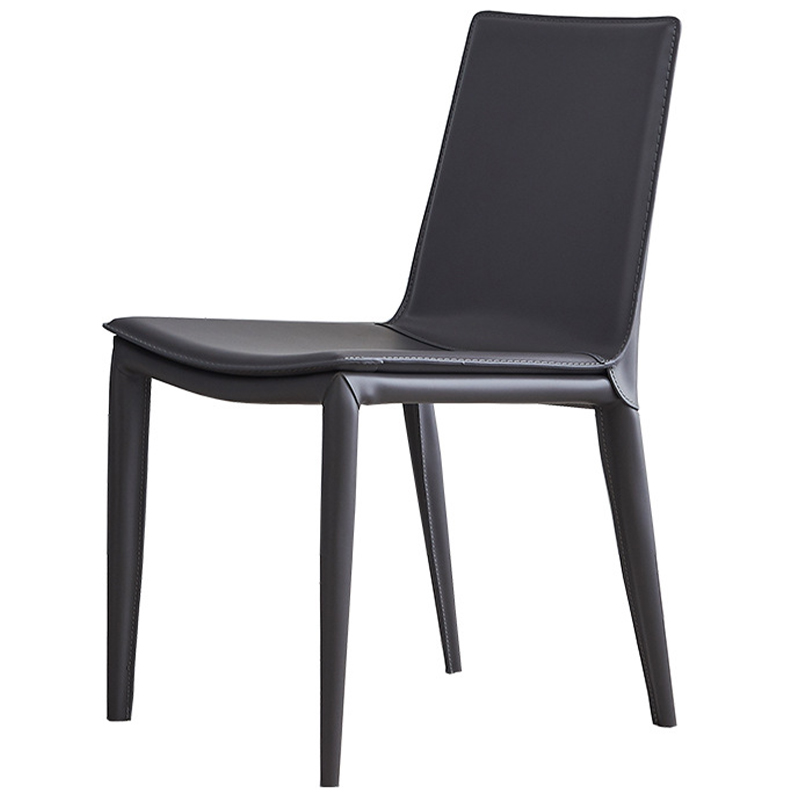 Стул с кожаной обивкой Elbert Chair Grey Серый Серый Стул с кожаной обивкой Elbert Chair Grey Серый Серый в Челябинске | Loft Concept