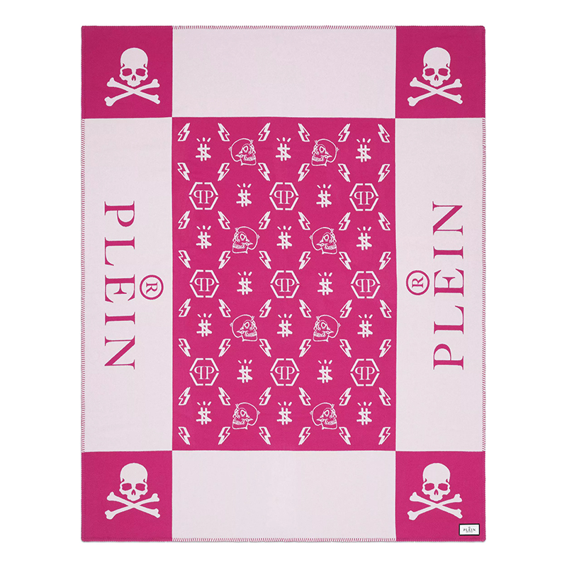 Плед Philipp Plein Plaid Cashmere Skull Pink Розовый Белый Плед Philipp Plein Plaid Cashmere Skull Pink Розовый Белый в Челябинске | Loft Concept