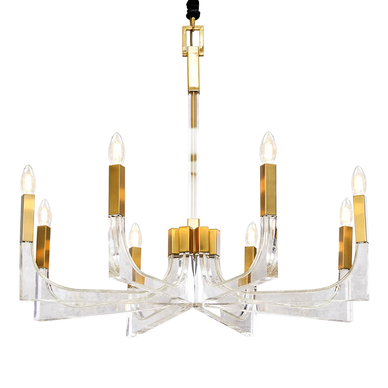 Люстра акриловая Acrylic Chandelier Золотой Прозрачный Люстра акриловая Acrylic Chandelier Золотой Прозрачный в Челябинске | Loft Concept