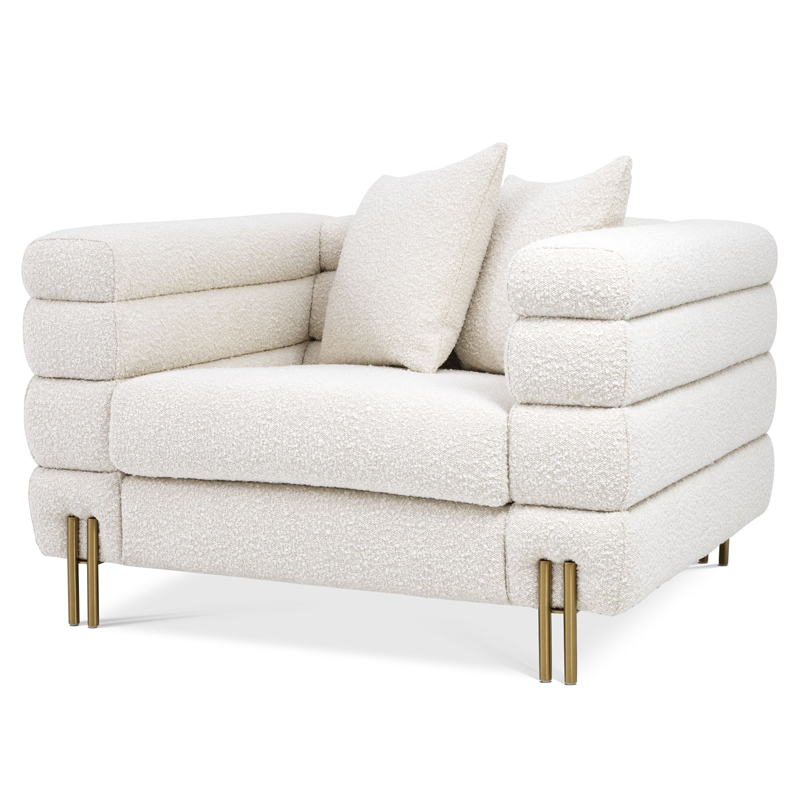 Кресло Eichholtz Chair York Boucle cream Кремовый Латунь Кресло Eichholtz Chair York Boucle cream Кремовый Латунь в Челябинске | Loft Concept