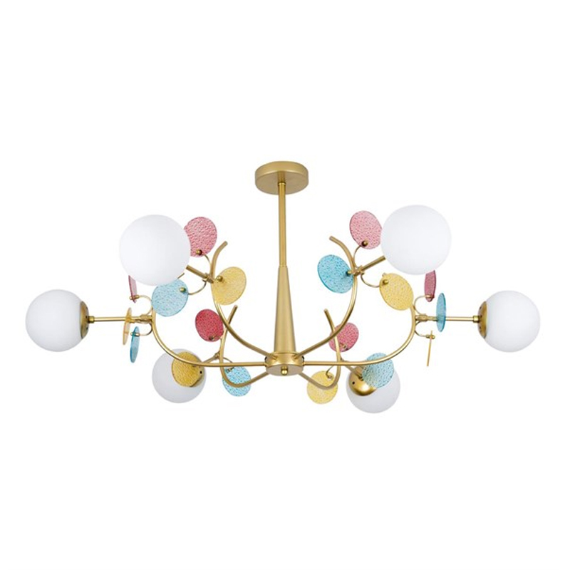 Люстра для низкого потолка MATISSE Multi glass 6 плафонов Золотой Латунь Люстра для низкого потолка MATISSE Multi glass 6 плафонов Золотой Латунь в Челябинске | Loft Concept