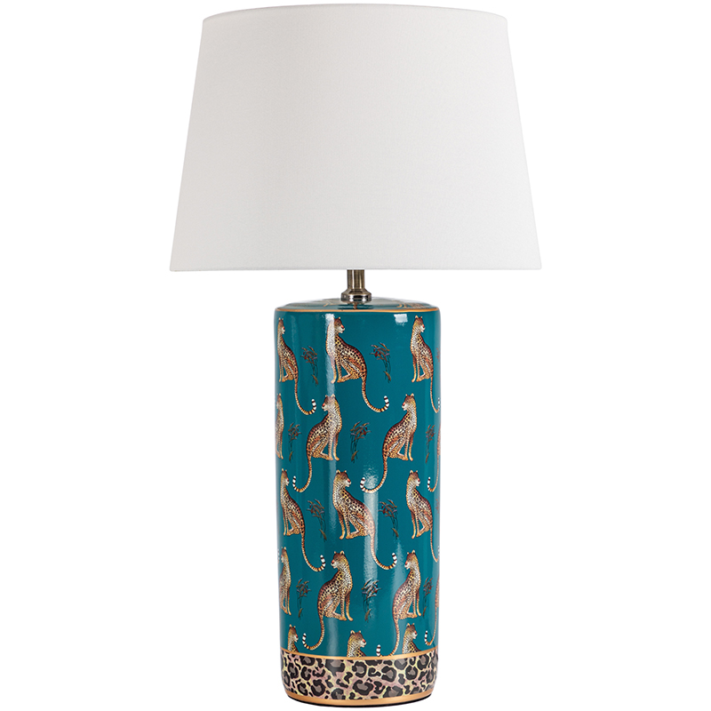 Настольная лампа с абажуром Leopard Lampshade Emerald Изумрудный Белый Коричневый Настольная лампа с абажуром Leopard Lampshade Emerald Изумрудный Белый Коричневый в Челябинске | Loft Concept