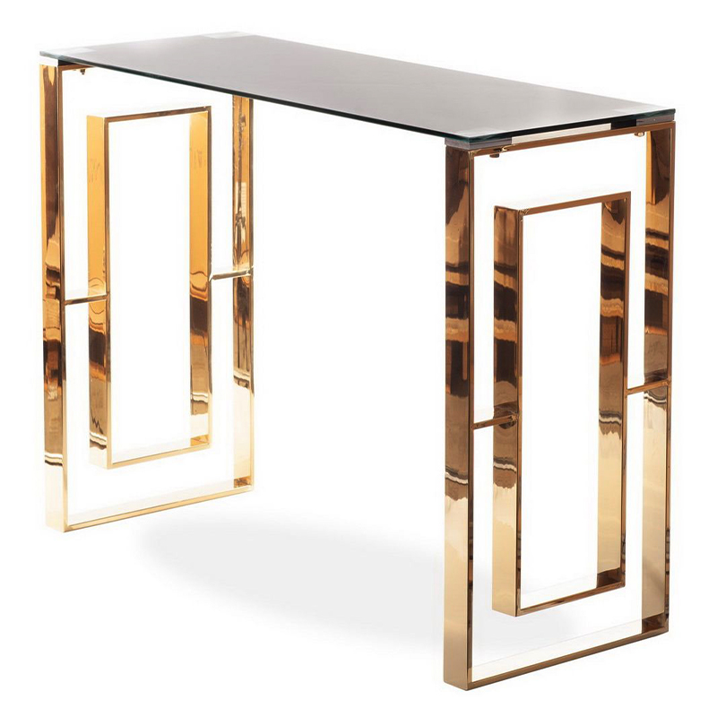 Консоль Milan II Console Золотой Прозрачное Стекло Консоль Milan II Console Золотой Прозрачное Стекло в Челябинске | Loft Concept