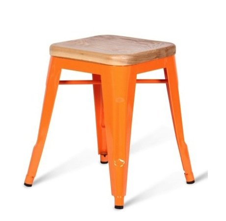 Кухонный стул Tolix Wood Seat Stool Черный Салатовый Нержавеющая сталь Красный Зеленый Желтый Голубой Белый Коричневый Оранжевый Древесина в Челябинске | Loft Concept 