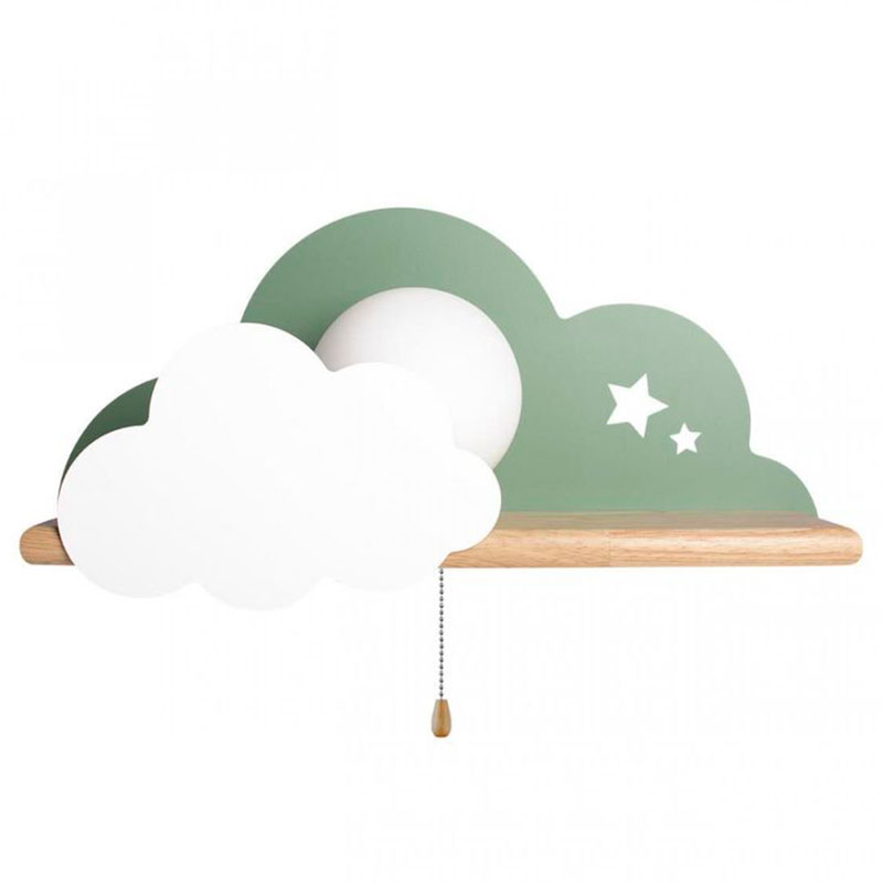Бра с полкой зелёное Облако Wall Lamp Green Cloud Зеленый Древесина Бра с полкой зелёное Облако Wall Lamp Green Cloud Зеленый Древесина в Челябинске | Loft Concept