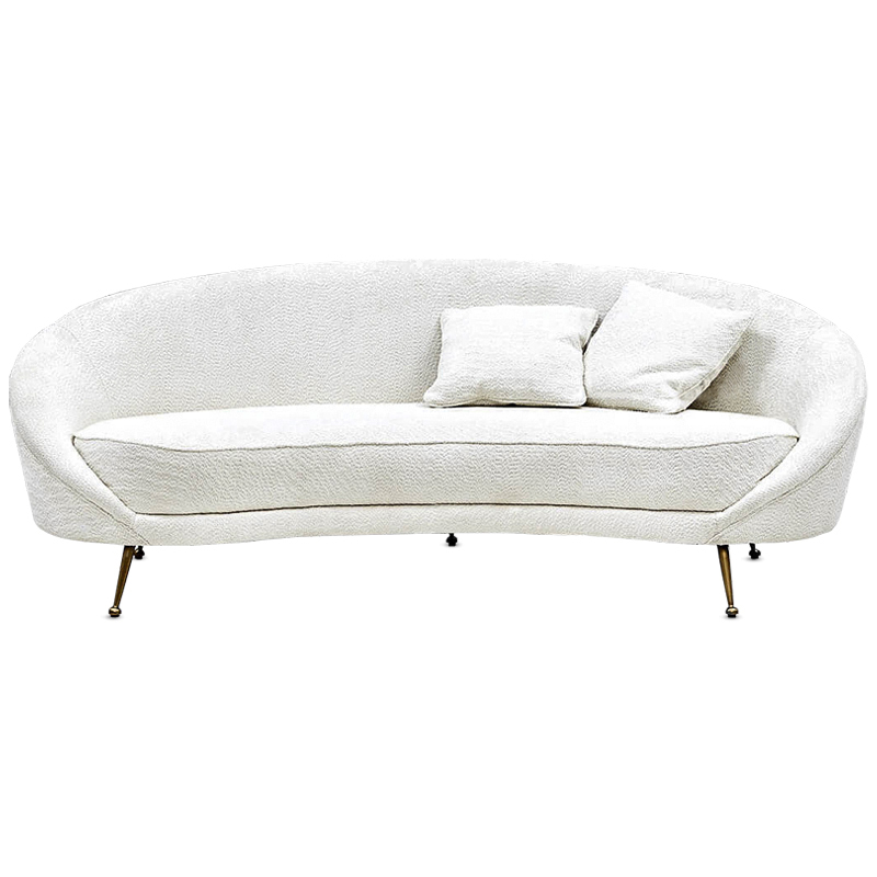 Диван с обивкой из ткани букле Manuel Sofa Белый Белый Латунь Диван с обивкой из ткани букле Manuel Sofa Белый Белый Латунь в Челябинске | Loft Concept
