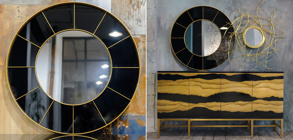 Зеркало Sectors Circle Mirror black Зеркало Sectors Circle Mirror black - Loft-Concept в Челябинске