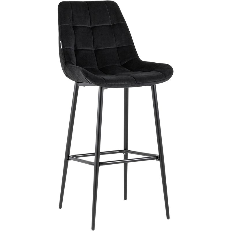 Стул Полубарный NANCY Chair посадка 75 см Черный Велюр Черный в Челябинске | Loft Concept 