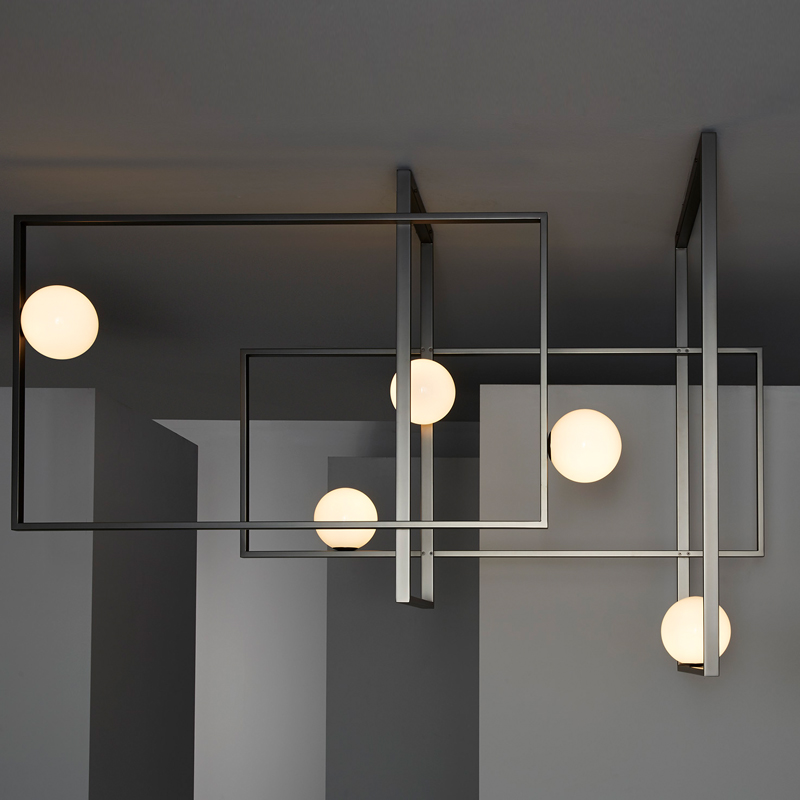 Люстра Mondrian Glass Venicem Ceiling Lamp graphite Белое матовое стекло Графит сатин Люстра Mondrian Glass Venicem Ceiling Lamp graphite Белое матовое стекло Графит сатин в Челябинске | Loft Concept
