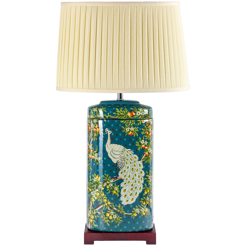 Настольная лампа White Peacock Lampshade Изумрудный Бежевый Мульти Настольная лампа White Peacock Lampshade Изумрудный Бежевый Мульти в Челябинске | Loft Concept